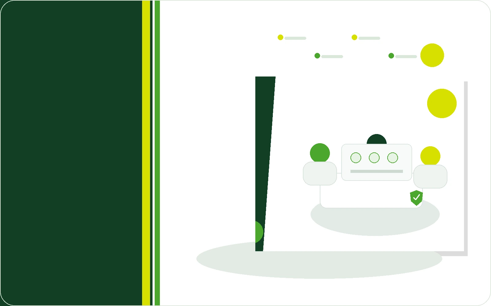 Illustration of a calm senior technology consultation with secure documents and devices